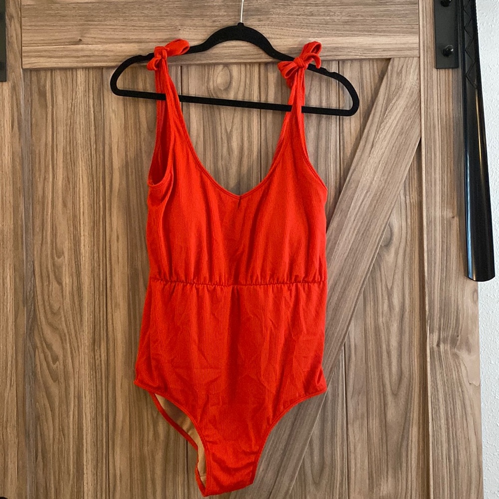 Kortni Jeane High Waist One Piece Tie Swimsuit, size XL
